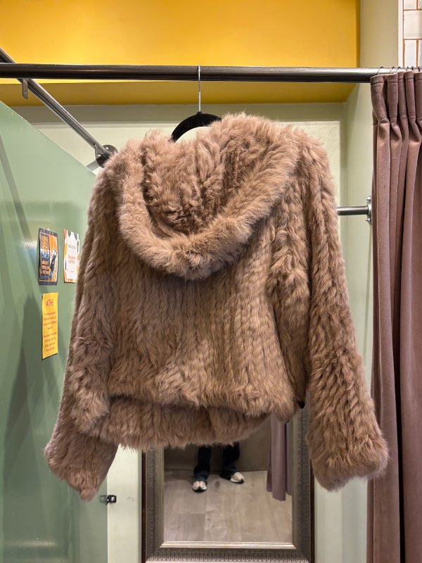 Vintage pels með hettu