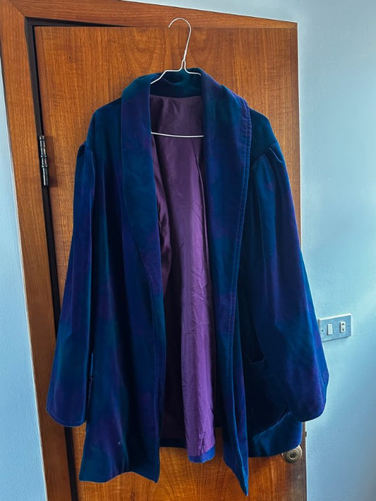 Blár flauelsjakki XL-XXL