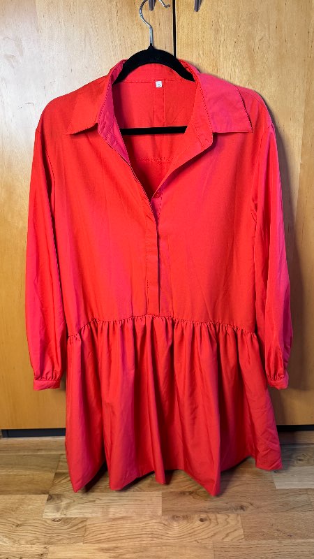 Red oversized shirt dress