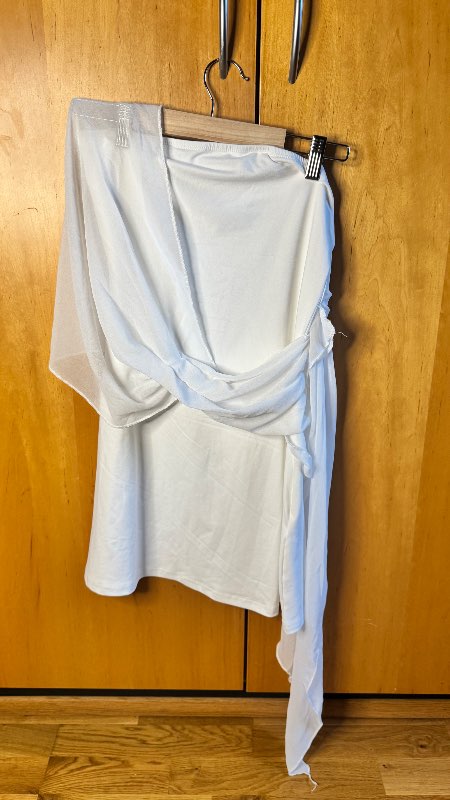White asymmetric draped skirt