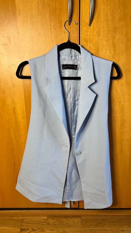 Light blue tailored long vest