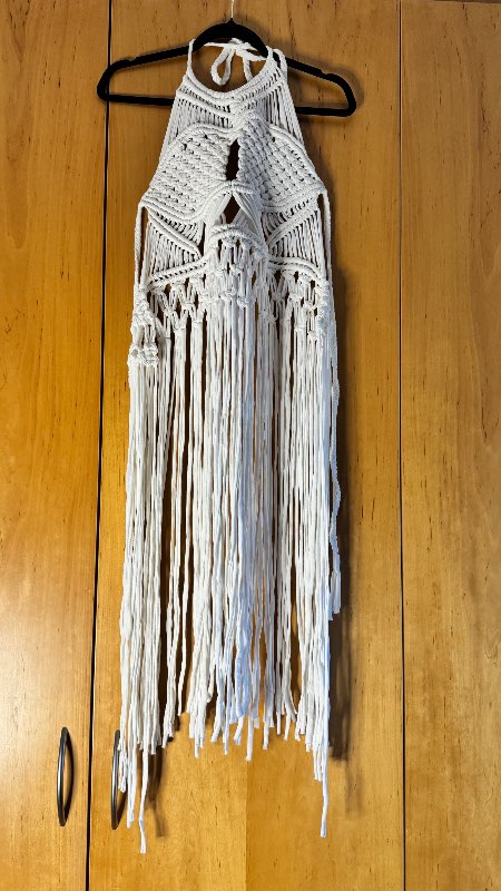 White crochet fringe beach dress