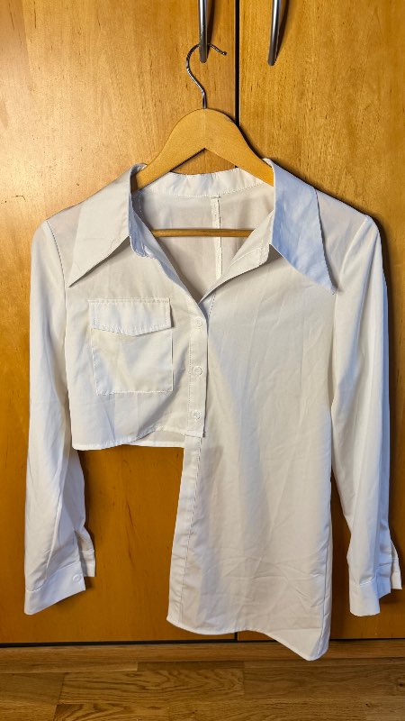 White asymmetric cropped shirt