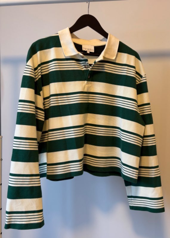 Noella rugby shirt grin