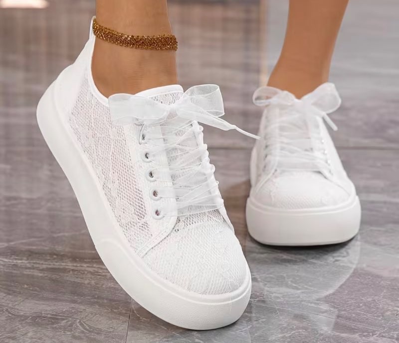 White lace platform sneakers  — brand new