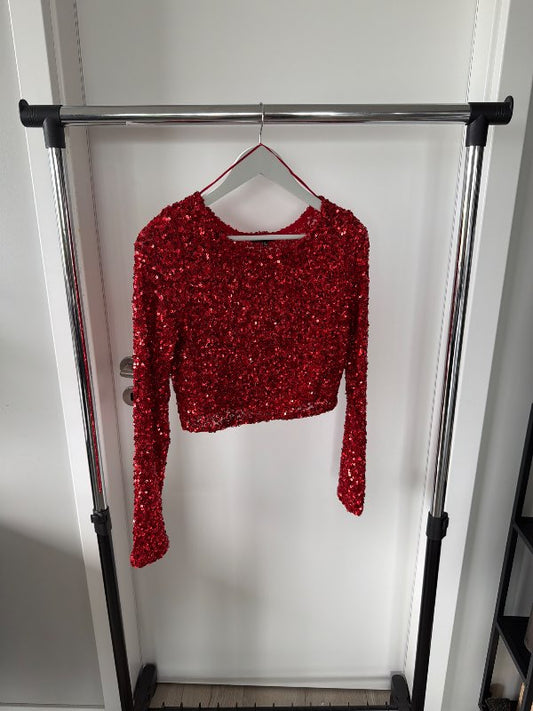 Pallíettu bolur, rauður - FashionNova