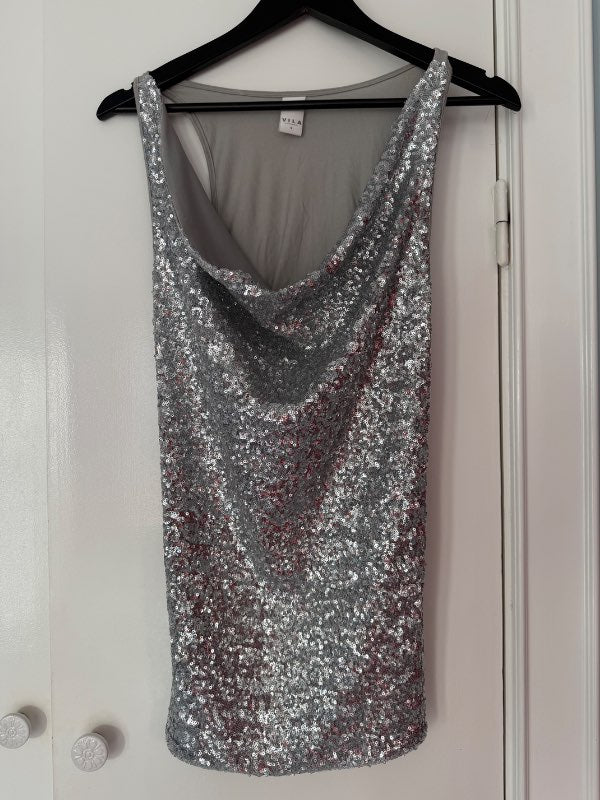 Pallíettutoppur silfur