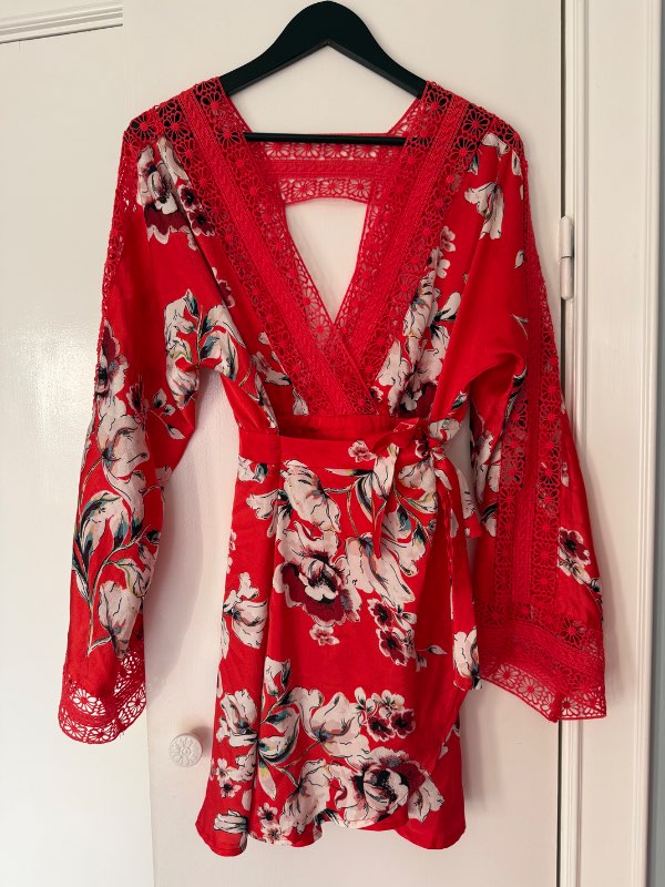 Blómakjóll rauður