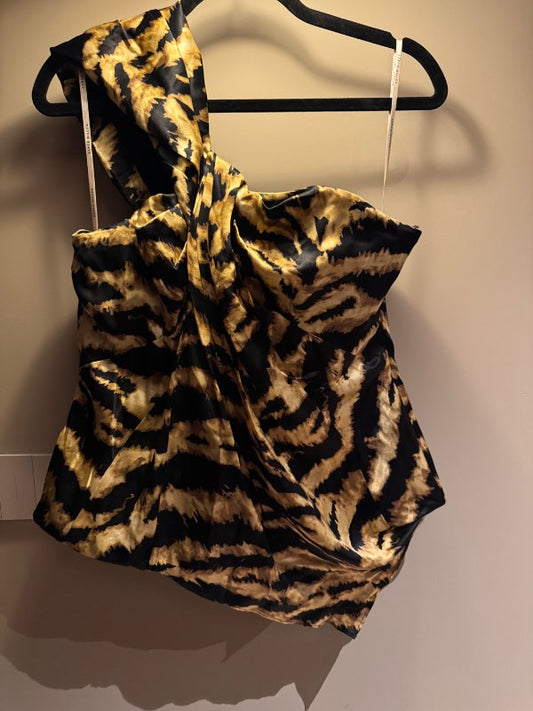 Karen Millen off-shoulder Leopard toppur (UK16)