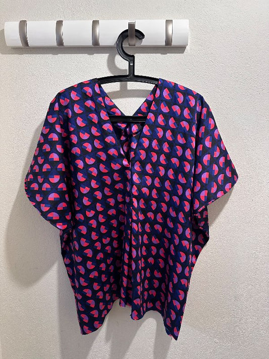 Blússa fjólublá/bleik mynstur