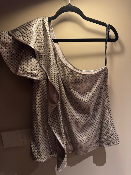 Karen Millen off-shoulder pallíettu toppur (UK16)