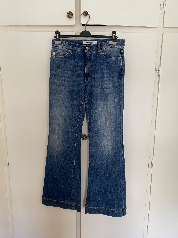 Two women flare jeans