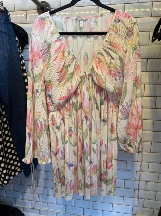 Blóma kjóll plunge