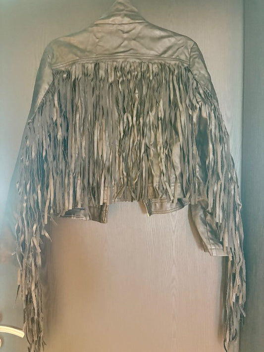 Fringe pleather jakki