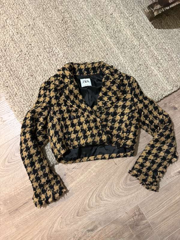 Zara houndstooth cropped jakki