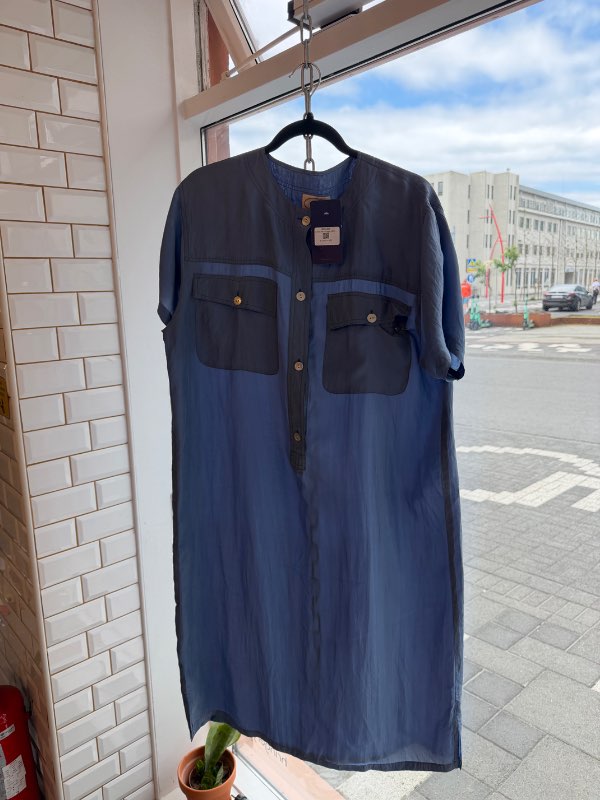 Carol blár vintage silkikjóll