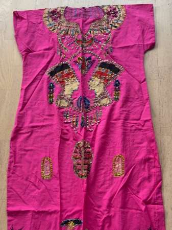Pink dress with Egyptian illustrations
