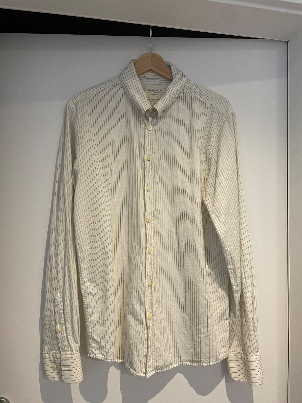 Kormákur og Skjöldur Slim fit hvít/röndótt skyrta