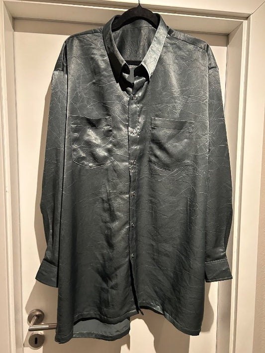 Græn síð silkiskyrta