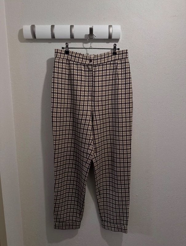 Köflóttar ullarbuxur