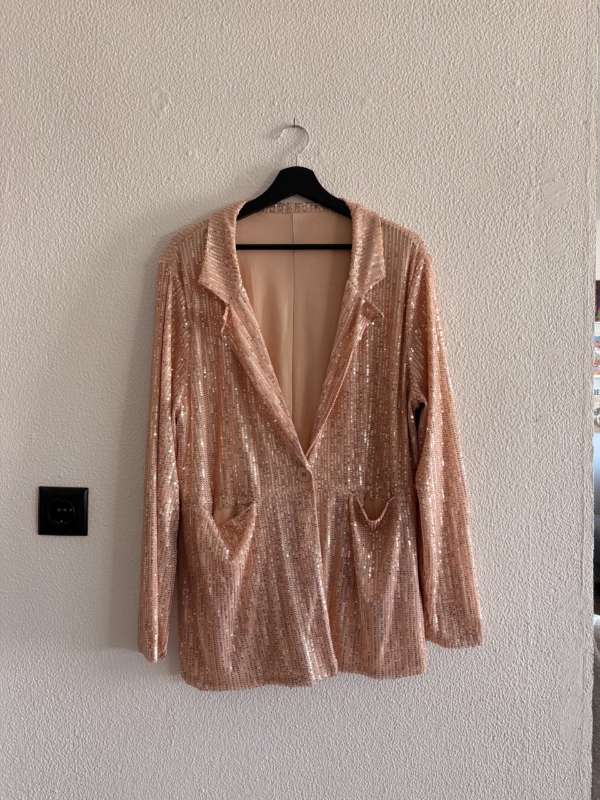 Beige pallíettujakki