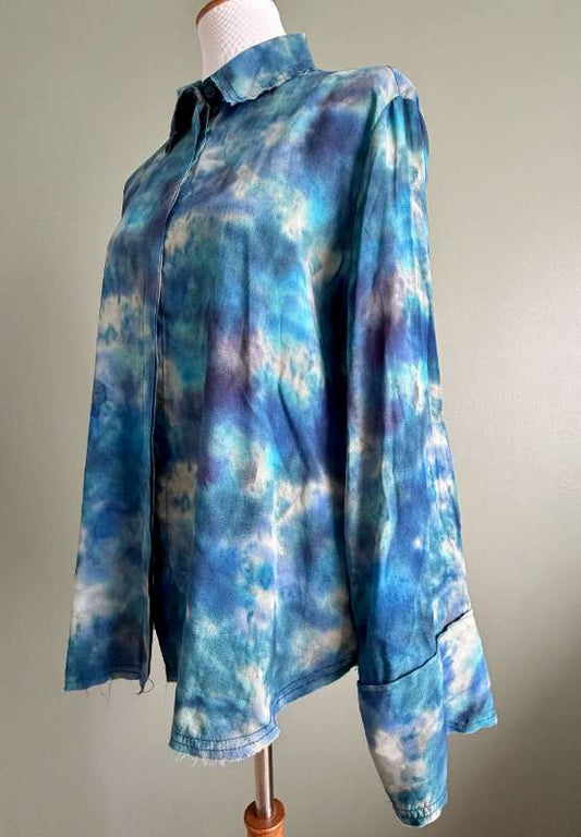 Zara blá tie-dye skyrta