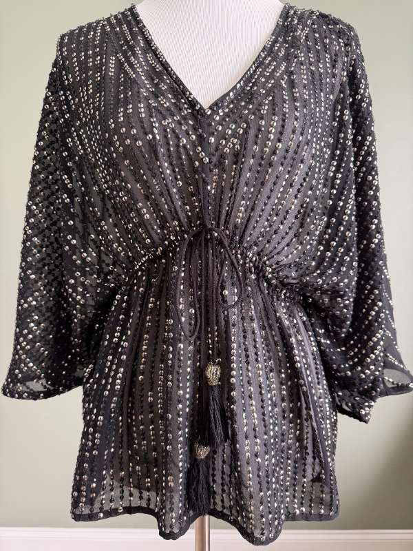 River Island pallíettu blússa kimono sleeves ermar