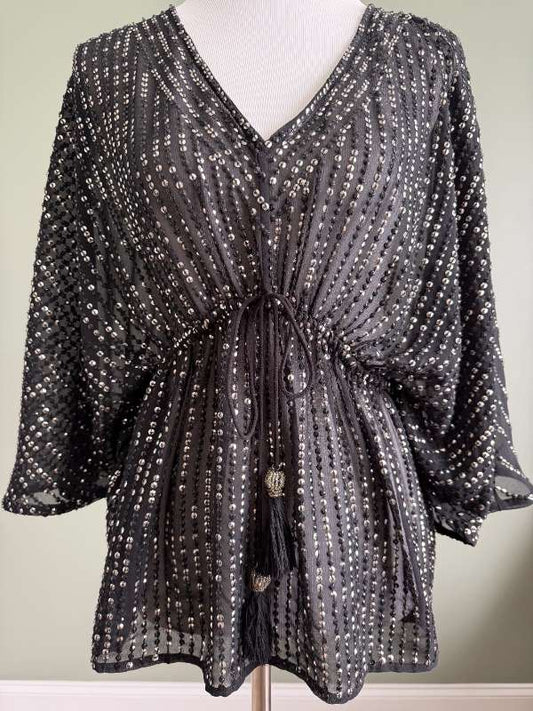 River Island pallíettu blússa kimono sleeves ermar