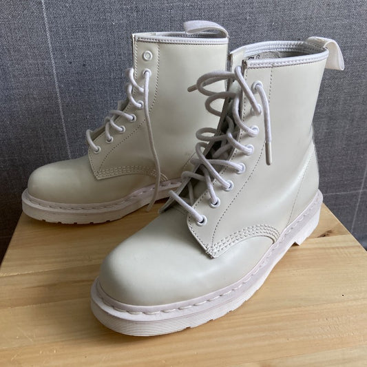 Dr Martens hvítir leðurskór