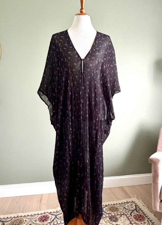 & Other Stories svartur sheer kimono m blómum