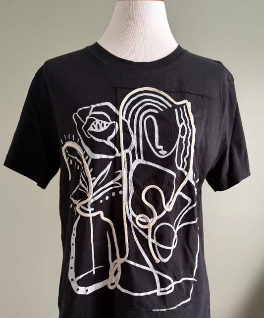 Desigual svartur bolur m asbrakt mynd