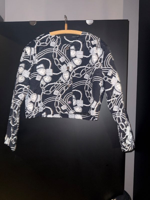 Svarti/hvítur samkvæmisjakki bolero