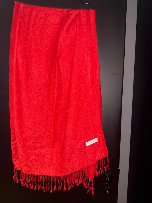 Pashmina rautt silkisjal