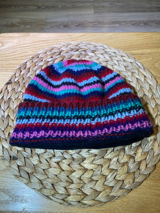 Wool hat  multi-colored stripe