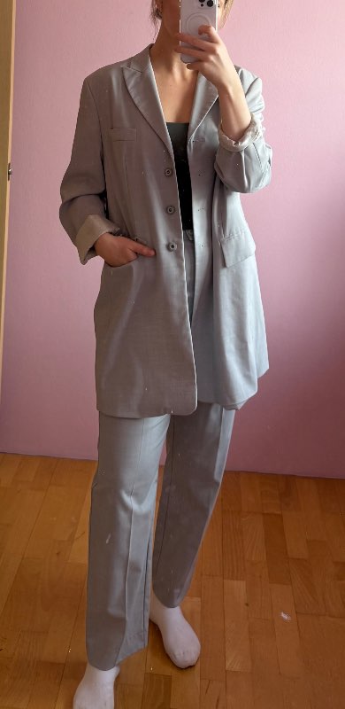 Grá dragt oversized jakki
