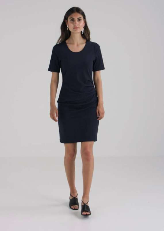 Kaffe dökkblár skyrtukjóll