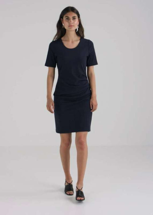 Kaffe dökkblár skyrtukjóll