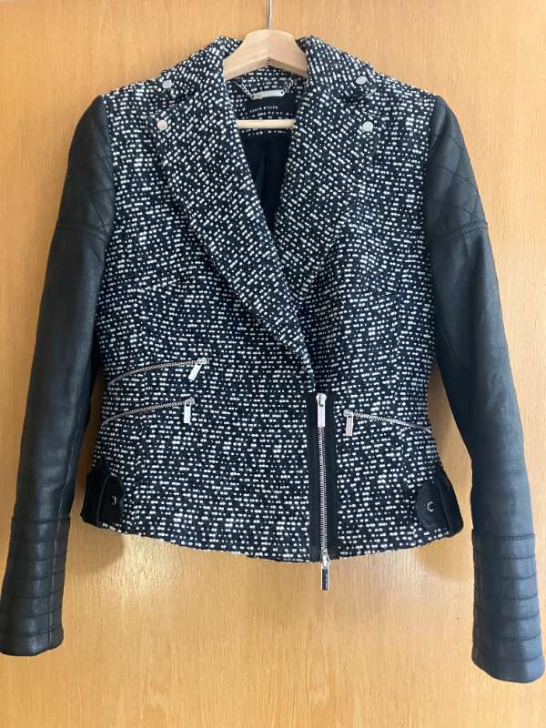 Karen Millen Sv jakki m leðurermum