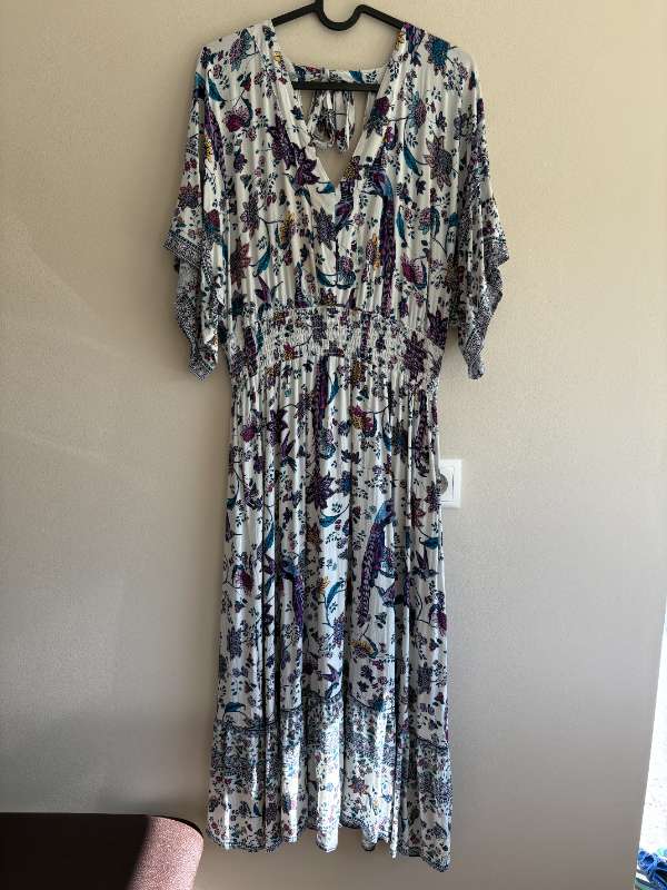 Lindex kjóll síður boho ljós m mynstri