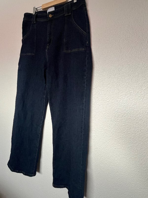 Dökkar gallabuxur útvíðar plus size