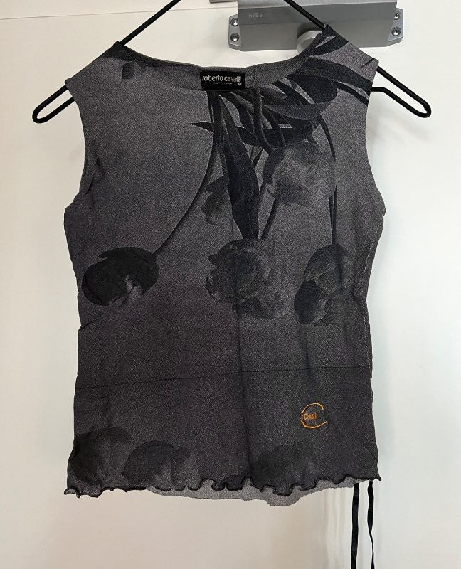 Y2K Roberto Cavalli mesh floral tank top