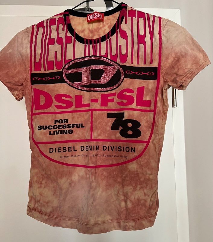 Diesel Denim Division rhinestone tie-dye baby tee