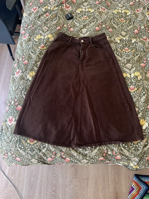 Zara midi brown denim skirt size S