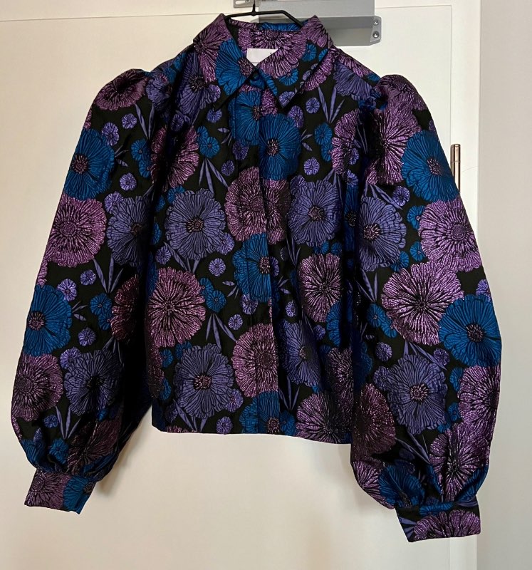 Selected Femme Floral Metallic Jacquard Blouse