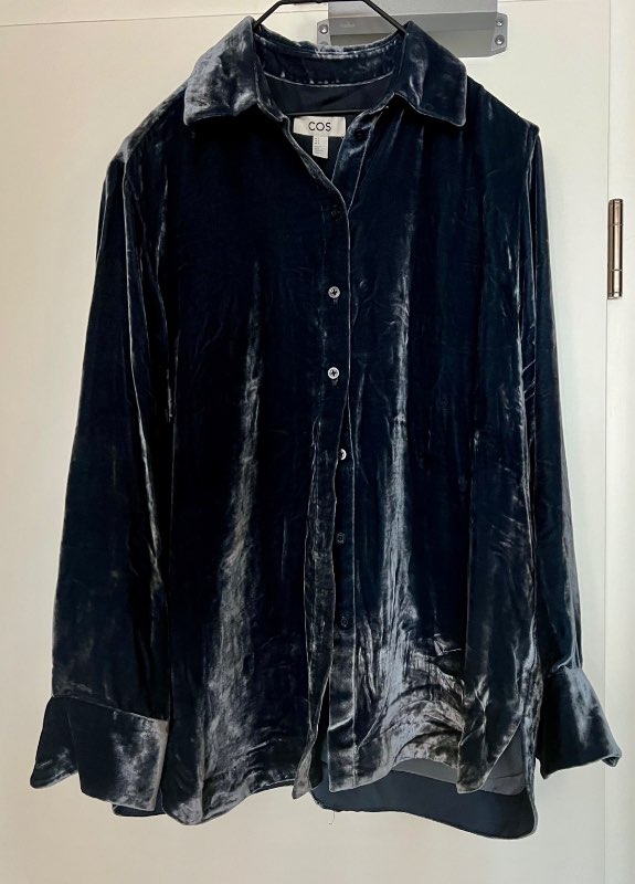 COS Velvet Silk-Blend Oversized Button-Down Shirt