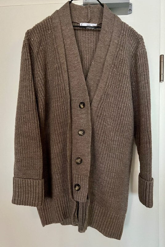 Mango Oversized Chunky Knit Ribbed Cardigan