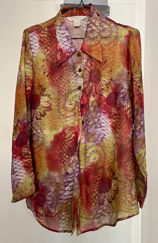 Vintage 90’s Sheer Floral Dagger-Collar Blouse
