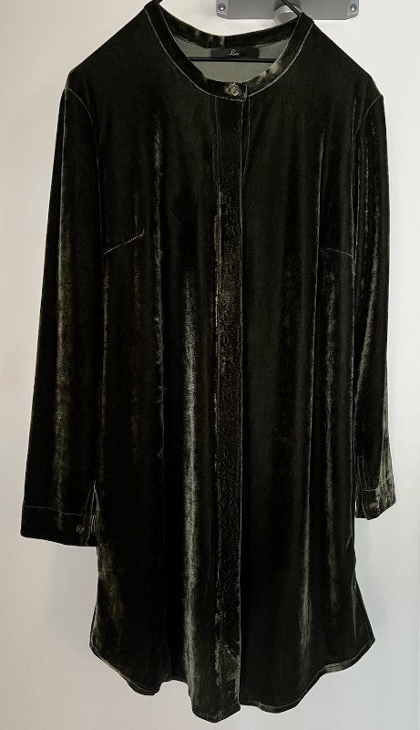 Green Velvet Tunic Shirt/Dress (Made in France)