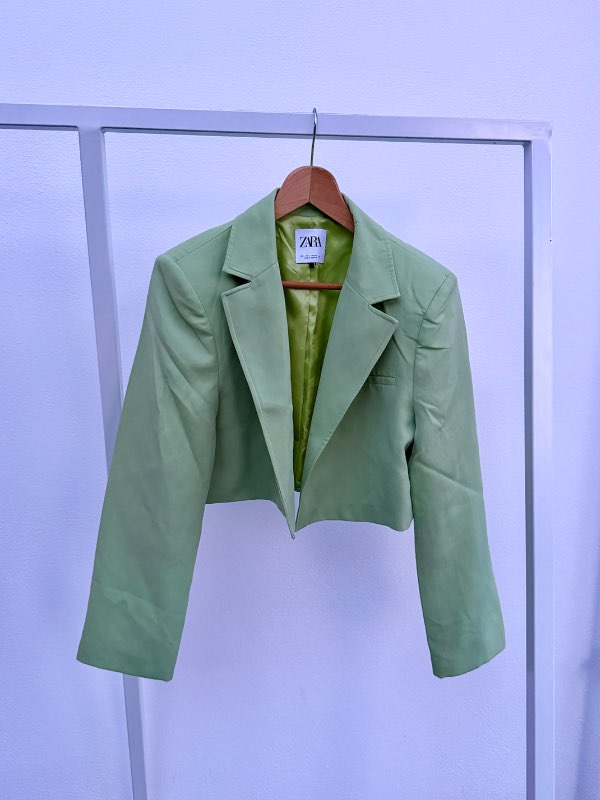 Grænn cropped blazer