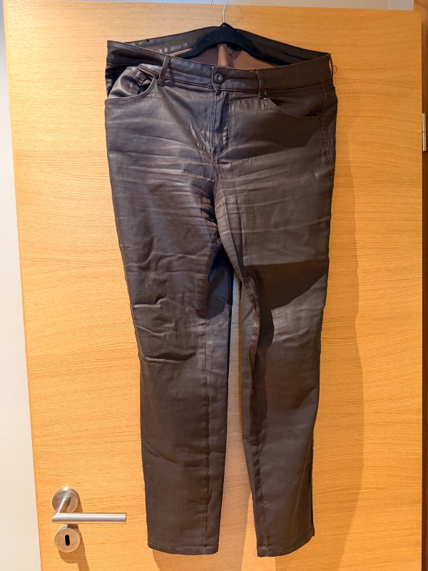 Massimo Dutti pleðurbuxur brúnar